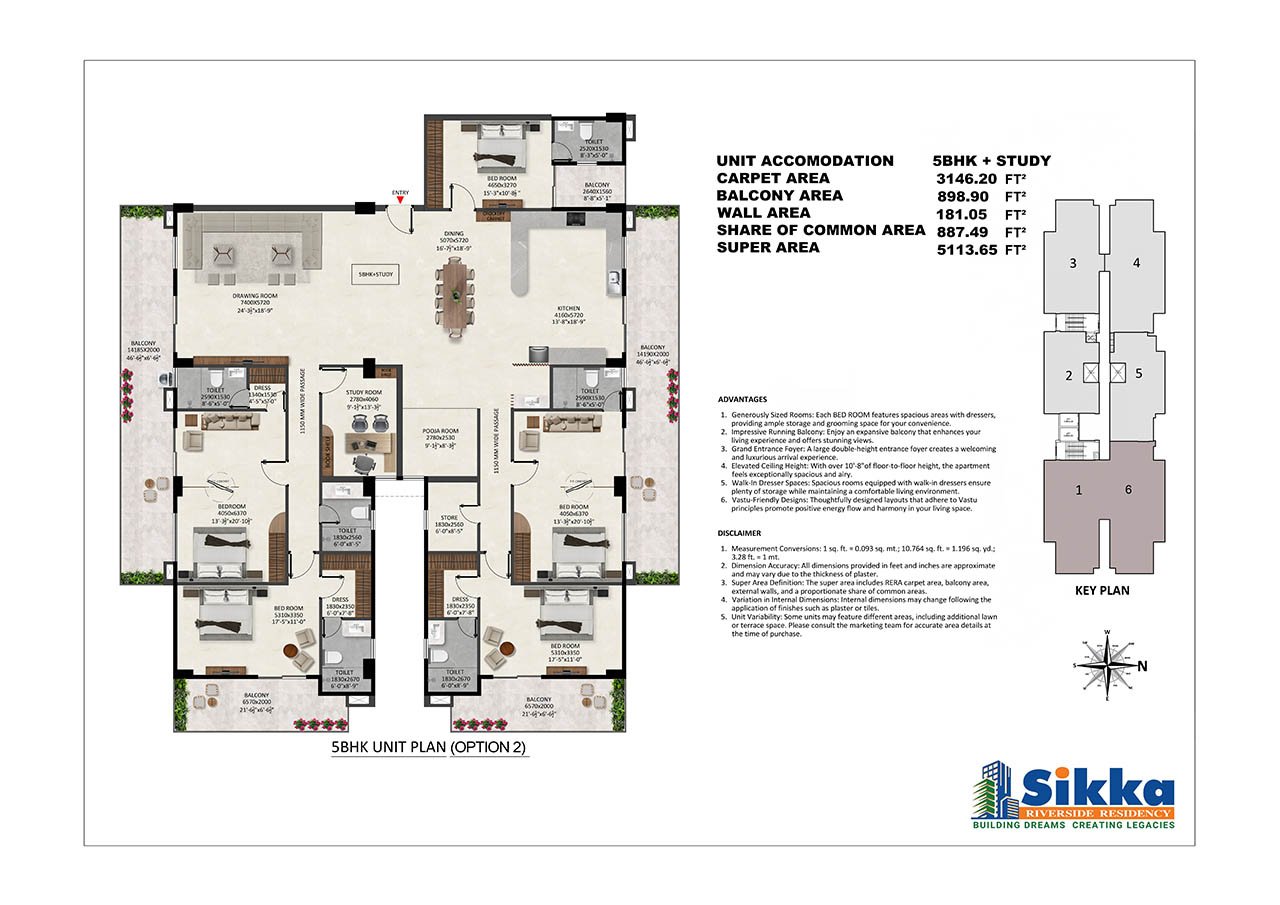 5BHK + STUDY UNIT PLAN